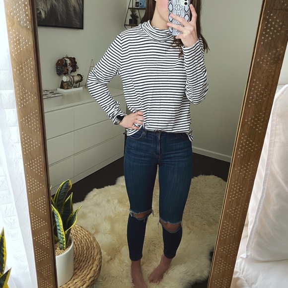 J. Crew Tops - J. Crew Striped Turtleneck Long Sleeve Tee